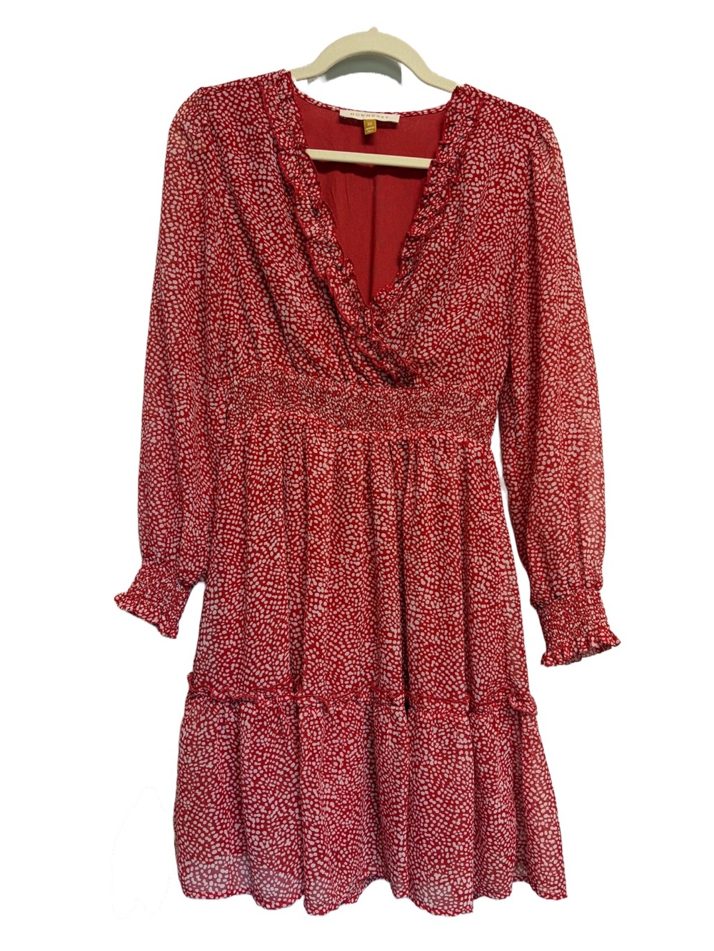 Downeast Red Dotted Mini Longsleeve Dress Size X Small